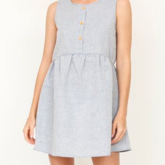 egs by éloges Blue Button-Front Tunic Top - Picture 3 of 16